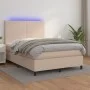 Cama box spring colchón LED cuero sintético capuchino 140x190cm de , Camas y somieres - Ref: Foro24-3135824, Precio: 485,73 €...