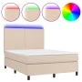 Boxspringbett LED-Matratze Kunstleder Cappuccino 140x190cm von , Betten und Lattenroste - Ref: Foro24-3135824, Preis: 485,73 ...