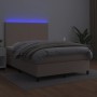 Box spring bed LED mattress synthetic leather cappuccino 140x190cm by , Beds and slatted bases - Ref: Foro24-3135824, Price: ...