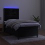 Cama box spring colchón y LED terciopelo negro 80x200 cm