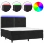 Box spring bed with mattress and LED black velvet 160x200 cm by , Beds and slatted bases - Ref: Foro24-3136073, Price: 527,68...