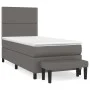 Box spring bed with gray synthetic leather mattress 100x200 cm by , Beds and slatted bases - Ref: Foro24-3137591, Price: 375,...