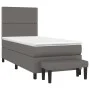 Box spring bed with gray synthetic leather mattress 100x200 cm by , Beds and slatted bases - Ref: Foro24-3137591, Price: 375,...