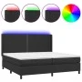 Box spring bed with mattress and LED black synthetic leather 200x200 cm by , Beds and slatted bases - Ref: Foro24-3139343, Pr...
