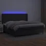 Cama box spring colchón y LED cuero sintético negro 200x200 cm de , Camas y somieres - Ref: Foro24-3139343, Precio: 703,98 €,...