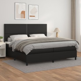 Boxspringbett mit schwarzer Kunstledermatratze 200x200 cm von , Betten und Lattenroste - Ref: Foro24-3142803, Preis: 671,13 €...