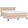 Cama box spring con colchón cuero sintético capuchino 140x190cm