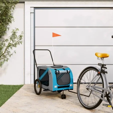 Remolque de bicicleta mascotas hierro tela Oxford azul gris by , pet strollers - Ref: Foro24-93904, Price: 107,11 €, Discount: %