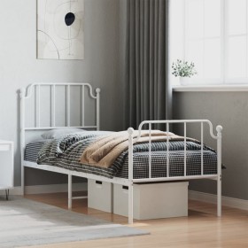 Metallbettgestell mit Kopf- und Fußteil weiß 75x190 cm von , Betten und Lattenroste - Ref: Foro24-373944, Preis: 71,17 €, Rab...