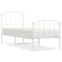 Metal bed frame with headboard and footboard white 75x190 cm by , Beds and slatted bases - Ref: Foro24-373944, Price: 70,03 €...