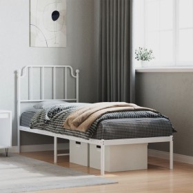 Bettgestell aus Metall mit weißem Kopfteil 80x200 cm von , Betten und Lattenroste - Ref: Foro24-373927, Preis: 65,62 €, Rabat...