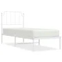 Metal bed frame with white headboard 80x200 cm by , Beds and slatted bases - Ref: Foro24-373927, Price: 64,60 €, Discount: %