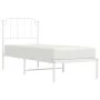 Metal bed frame with white headboard 80x200 cm by , Beds and slatted bases - Ref: Foro24-373927, Price: 64,60 €, Discount: %