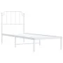 Metal bed frame with white headboard 80x200 cm by , Beds and slatted bases - Ref: Foro24-373927, Price: 64,60 €, Discount: %
