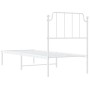 Estructura de cama de metal con cabecero blanco 80x200 cm de , Camas y somieres - Ref: Foro24-373927, Precio: 64,89 €, Descue...