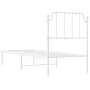 Metal bed frame with white headboard 80x200 cm by , Beds and slatted bases - Ref: Foro24-373927, Price: 64,60 €, Discount: %