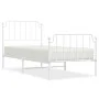 Metal bed frame with headboard and footboard white 90x190 cm by , Beds and slatted bases - Ref: Foro24-373946, Price: 72,75 €...