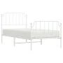 Metal bed frame with headboard and footboard white 90x190 cm by , Beds and slatted bases - Ref: Foro24-373946, Price: 72,75 €...