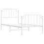 Metal bed frame with headboard and footboard white 90x190 cm by , Beds and slatted bases - Ref: Foro24-373946, Price: 72,75 €...