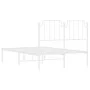 Estructura de cama de metal con cabecero blanca 120x190 cm de , Camas y somieres - Ref: Foro24-373933, Precio: 84,92 €, Descu...