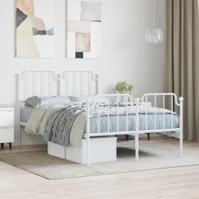 Metal bed frame with headboard and white footboard 120x200 cm by , Beds and slatted bases - Ref: Foro24-373952, Price: 90,15 ...
