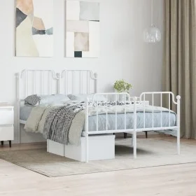 Metal bed frame with headboard and white footboard 120x200 cm by , Beds and slatted bases - Ref: Foro24-373952, Price: 89,00 ...