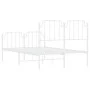 Estructura cama metal con cabecero y estribo blanco 120x200 cm de , Camas y somieres - Ref: Foro24-373952, Precio: 89,00 €, D...