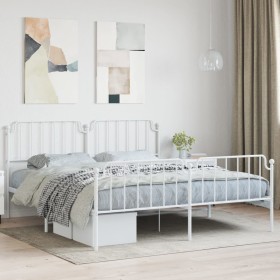 Estructura cama metal con cabecero y pie cama blanco 183x213 cm