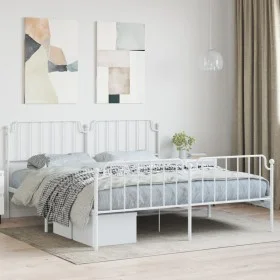 Metal bed frame with headboard and footboard white 183x213 cm by , Beds and slatted bases - Ref: Foro24-373959, Price: 119,92...