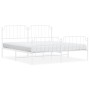 Metal bed frame with headboard and footboard white 183x213 cm by , Beds and slatted bases - Ref: Foro24-373959, Price: 121,68...