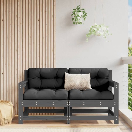 Sofás de esquina de jardín 2 uds madera maciza de pino gris by , Modular outdoor sofas - Ref: Foro24-825508, Price: 136,51 €,...