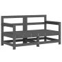 Ecksofas für den Garten, 2 Stück, Massivholz aus grauer Kiefer von , Modulare Sofas für den Außenbereich - Ref: Foro24-825508...