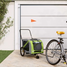 Fahrradanhänger für Haustiere aus Eisen und Oxford-Gewebe in Grün-Grau. von , Kinderwagen für Haustiere - Ref: Foro24-93906, ...