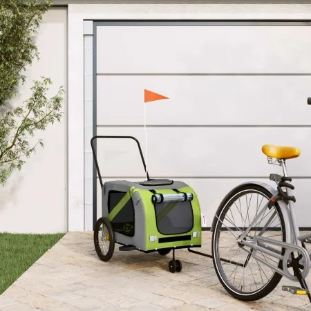 Remolque de bicicleta mascotas hierro tela Oxford verde gris by , pet strollers - Ref: Foro24-93906, Price: 108,90 €, Discoun...