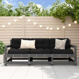 3-teiliges Gartensitzgruppen-Set aus massivem grauem Kiefernholz von , Modulare Sofas für den Außenbereich - Ref: Foro24-8255...