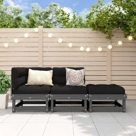 3-teiliges Gartensitzgruppen-Set aus massivem grauem Kiefernholz von , Modulare Sofas für den Außenbereich - Ref: Foro24-8254...