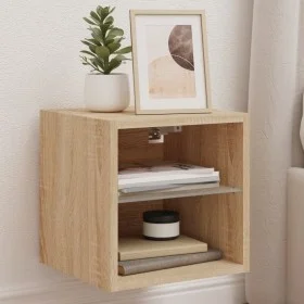 Mueble de TV de pared con luces LED roble Sonoma 30x28,5x30 cm de , Muebles TV - Ref: Foro24-836977, Precio: 26,11 €, Descuen...