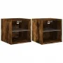 Muebles TV de pared luces LED 2 uds roble ahumado 30x28,5x30 cm de , Muebles TV - Ref: Foro24-836982, Precio: 38,39 €, Descue...