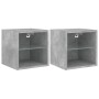 Muebles TV de pared luces LED 2 uds gris hormigón 30x28,5x30 cm by , TV Furniture - Ref: Foro24-836980, Price: 39,28 €, Disco...
