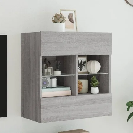 TV-Wandmöbel mit LED-Lichtern in Sonoma-Grau 58,5x30x60,5 cm von , TV-Möbel - Ref: Foro24-837097, Preis: 56,68 €, Rabatt: %