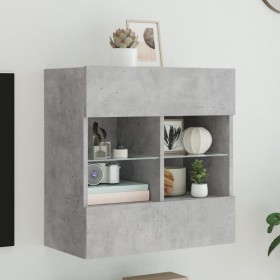 Wand-TV-Möbel mit LED-Lichtern in Betongrau 58,5x30x60,5 cm von , TV-Möbel - Ref: Foro24-837095, Preis: 55,72 €, Rabatt: %
