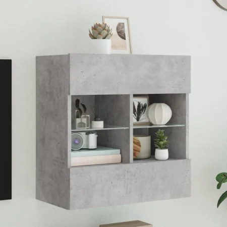 Mueble TV de pared con luces LED gris hormigón 58,5x30x60,5 cm by , TV Furniture - Ref: Foro24-837095, Price: 54,95 €, Discou...