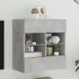 Mueble TV de pared con luces LED gris hormigón 58,5x30x60,5 cm by , TV Furniture - Ref: Foro24-837095, Price: 54,95 €, Discou...