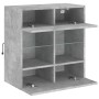 Mueble TV de pared con luces LED gris hormigón 58,5x30x60,5 cm de , Muebles TV - Ref: Foro24-837095, Precio: 55,66 €