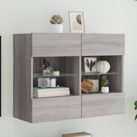 Mueble de TV de pared con luces LED gris Sonoma 78,5x30x60,5 cm de , Muebles TV - Ref: Foro24-837104, Precio: 67,49 €, Descue...