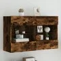 Mueble TV de pared con luces LED roble ahumado 98,5x30x60,5 cm by , TV Furniture - Ref: Foro24-837110, Price: 72,90 €, Discou...