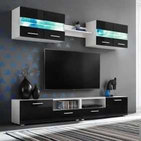 Mueble de salón de TV con luces LED negro brillante 5 piezas de vidaXL, Muebles TV - Ref: Foro24-246028, Precio: 334,03 €, De...