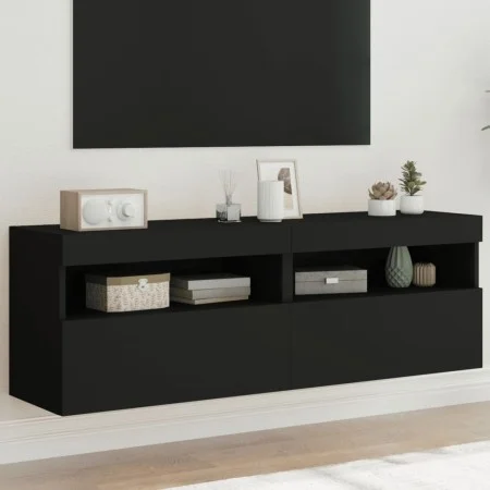 Wand-TV-Möbel mit LED-Lichtern, 2 Stück, schwarz, 60x30x40 cm. von , TV-Möbel - Ref: Foro24-837186, Preis: 79,50 €, Rabatt: %