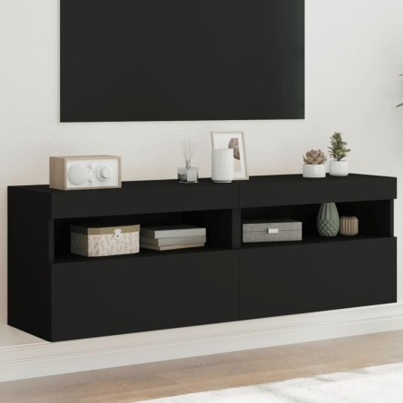 Wand-TV-Möbel mit LED-Lichtern, 2 Stück, schwarz, 60x30x40 cm. von , TV-Möbel - Ref: Foro24-837186, Preis: 83,50 €, Rabatt: %