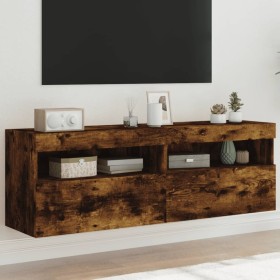 Muebles TV de pared luces LED 2 uds roble ahumado 60x30x40 cm de , Muebles TV - Ref: Foro24-837192, Precio: 88,64 €, Descuent...
